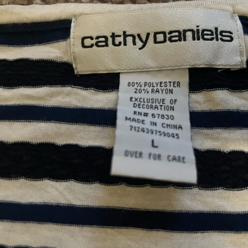 Cathy Daniels Navy and Cream Striped Blouse